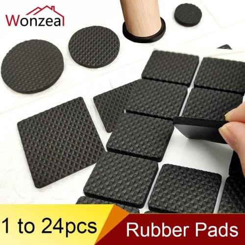 1-24Pcs Floor Protectors Mat Non-slip Self Adhesive Furniture Rubber Feet Pads Table Chair Round Square Sticky Pad For Sofa