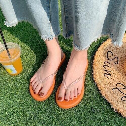 2021 Women Beach Flip Flops Transparent Girls Indoor Outside Slippers Comfortable PVC Summer Shoes Female Fashion Slides SH363