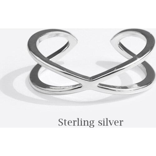 Fine 925 Sterling Silver Luxury Elegant Personality Cross Adjustable Size Open Ring For Women Mujer Anillos SR228 Wholesale