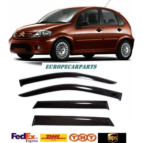 For Citroen C3 Hb 2002-2009 Side Window Visors Sun Rain Guard Vent Deflectors 4 pieces