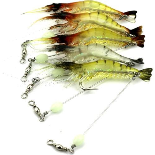 8.5CM 6.5G 3Colors 6PCS Luminous Soft Lures Kit Artificial Shrimp Lures/Hooks Wlures Soft Baits Soft Fishing Lures Fishing Baits