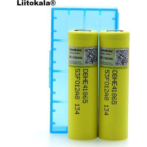 2PCS Liitokala New Original HE4 18650 Rechargeable li-lon battery 3.6V 2500mAh Battery can keep + Storage box