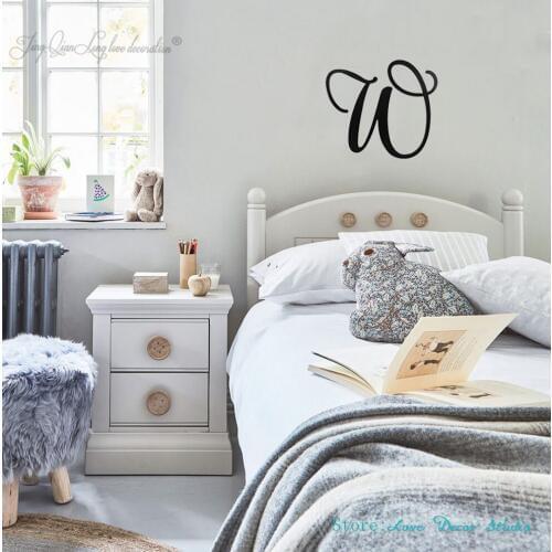 Letters Uppercase W | 20" Wood Paintable Script Capital Letters for Nursery, Home Décor, Wedding Guest Book and More (W 20" Bla