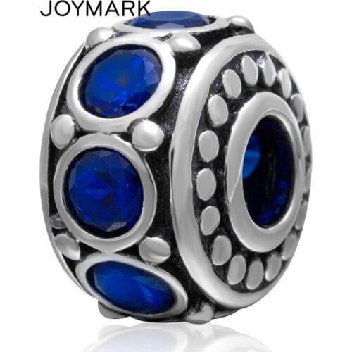 13.3*9.5mm Blue Zircon Pave Antique Tone 925 Sterling Silver Spacer Beads Fit European Charm Bracelet Necklace Jewelry SZPB207
