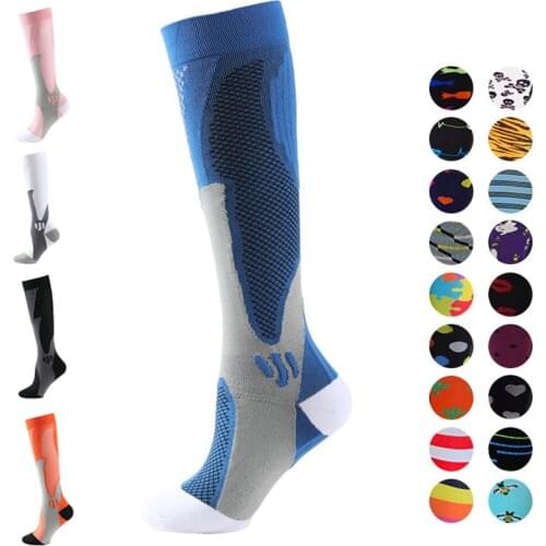 Colorful Cycling Socks Men Women Sports Team Breathable Multi-colored Compressive Knee Socks for Basketball Running Football