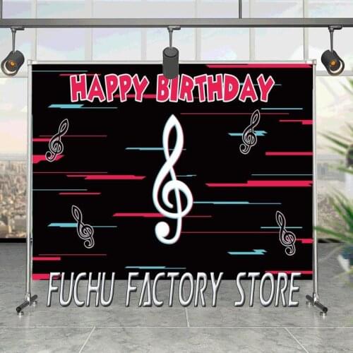 Child Birthday Party Backdrop Customize Name Background Musical Symbol Video Decoration Banner Fashionable Photocall Vinyl