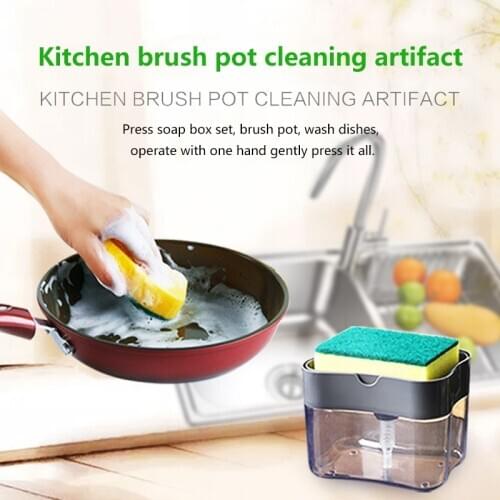 YOOAP Soap Pump Dispenser With Sponge Holder 2-in-1 Liquid Dispenser Container Hand Press Soap Organizer Kitchen Cleaner Tools