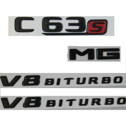 Gloss Black C63s for V8 BITURBO Trunk Badges Emblems for W205