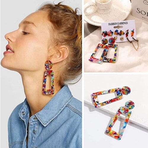 IFKM New Womens Earrings Set Tassel Pearl Acrylic Earrings For Women Bohemian Fashion Jewelry 2020 Geometric Hoop Earings