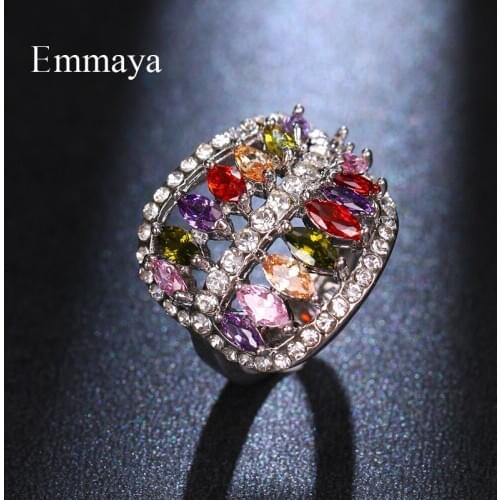 Emmaya New Fashion Ingenious Design Ring With Colorful Cubic Zircon For Women&Girls Shiny Jewelry In Banquet Charming Dress-up