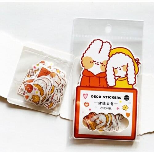 40 pcs /Pack Rabbit Collections Adhesive Stickers Decorative Scrapbooking Diary Album Stick Label Paper Decor