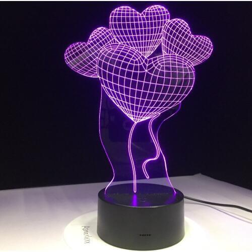2018 Creative Gift 3D LED Lamp LOVE Balloon Night Light with 7 Colors Change Luminaria Lighting Lava Lamp Valentines Day
