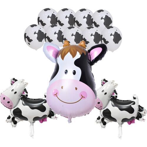 12pcs Animal Cow Latex Balloons Cow Helium Foil Balls Birthday Party Decoration Farm Animals Balloons Theme Air Globos