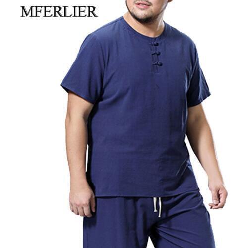 Summer plus size men shirt 5XL 6XL 7XL 8XL 9XL Bust 155cm large size cotton linen shirt men 5 color