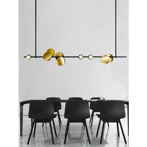 Stainless Steel Pendant Chandelier Restaurant Kitchen Bar Led Aluminum Strip Luminaires Modern Nordic Creative Home Hanging Lamp