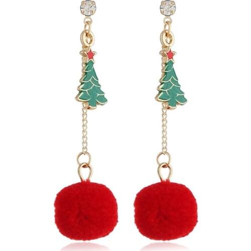 2018 Fashion Jewelry New Long Tassel Crystal Enamel Christmas Tree Earring Boucle doreille Femme Gold Stud Earrings For Women