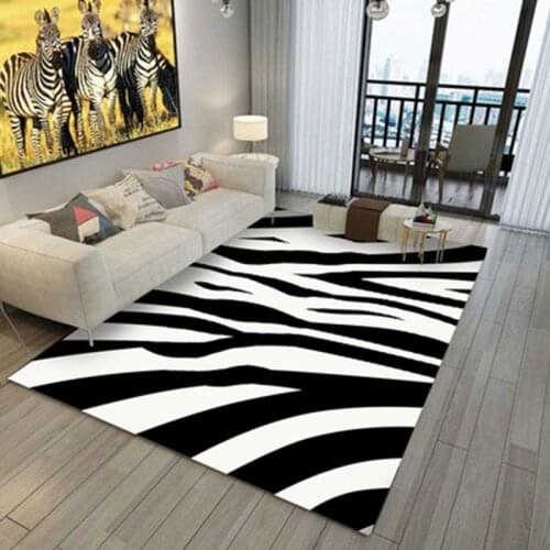 Zebra Pattern Carpet Living Room Bedroom Soft Carpets Anti-slip Floor Mats Water Absorption Rugs Home Decor