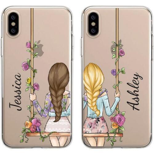 Custom Personalized Name Travel BFF Best Friend Forever Girl Phone Soft Transparent Case For iPhone 12 11 Pro XS Max XR X 8Plus