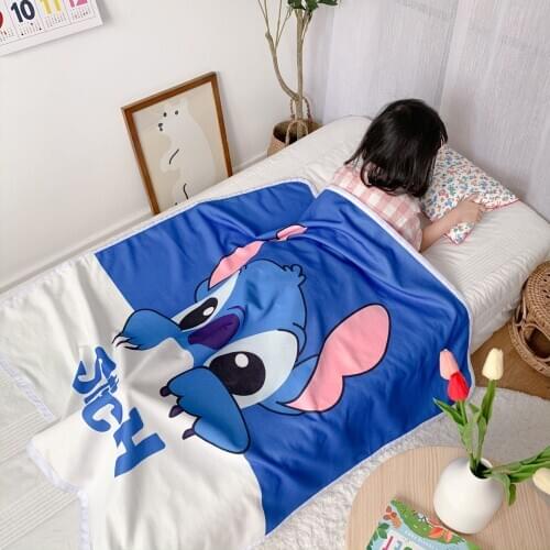 Disney Cartoon Stitch Soft Gauze Blanket Throw for Boys Girls on Bed Sofa Couch Kindergarten Kids Children Baby Halloween Gift