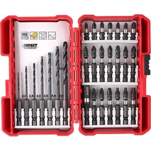 Anti-shock batch head set electric drill bit set magnetic cross repair 28 piece toolbox electric screwdriver head