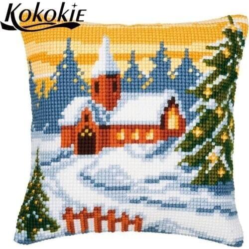 DIY embroider needlework kits snow embroidery and cross stitch knitting needles kit for pillowcase handicraft pillow making kits