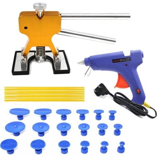 Paintless Dent Repair Tools Kit Gold Dent Lifter And Glue Tabs Hot Melt Glue Gun With Glue Sticks Dent Fix