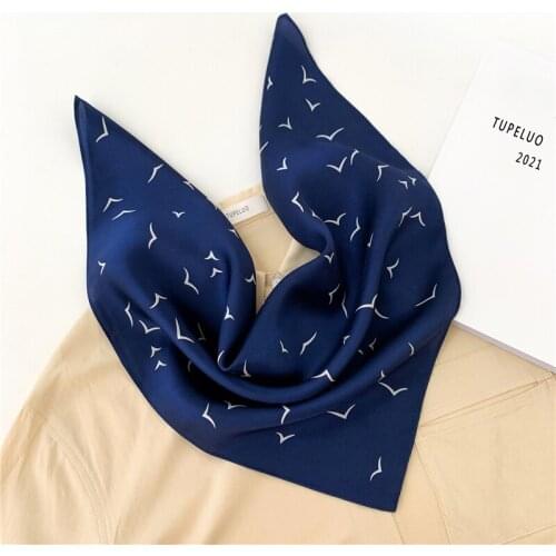 New Summer Scarf Real Silk Small Square Lady Hairband Foulard Bandana Design Print Spring Neck Scarves Tie Female Neckerchief