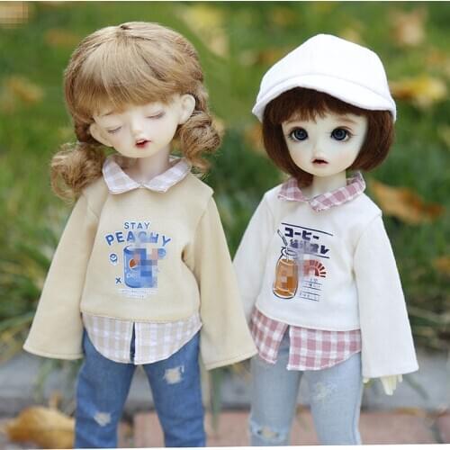 BJD doll clothes suitable for 1-6 size daily casual shirts fake two doll accessories