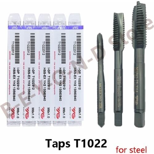 Original YG-1 Taps T1022 M2 M5 M8 M10 M12 Tip Tap 5pcs Machining of Carbon Steel and Alloy Steel Excellent Chip Removal