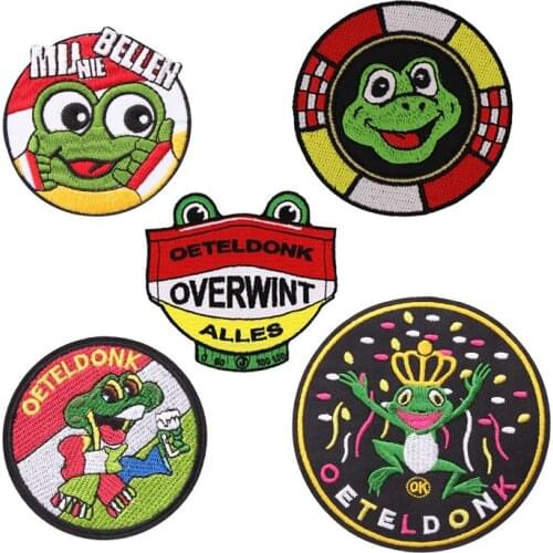 Full Embroidered Iron on Patches Oeteldonk Emblem Frog Carnival for Netherland Patch for Clothing Stripes Sticker on Clothes 25