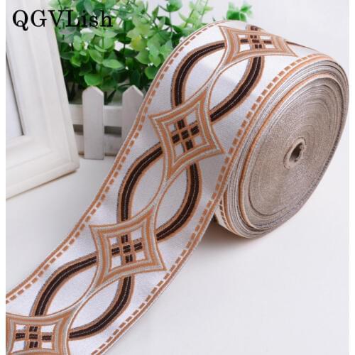 QGVLish 25M/Roll 90MM Wide Woven Jacquard Ribbon Belt DIY Sewing Sofa Costumes Curtain Trims Embroidery Lace Trim Material Decor