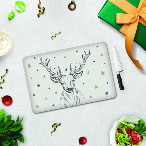 Glass Cutting Board Cervus Deer Glass Cutting Board Cutting Deck Alaska Canada Reindeer Themed big size 30cm x 40cm