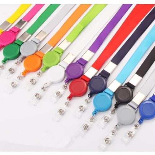 Hot Sale Variety Colors Retractable Lanyard Neck Strap Badge Holder Credit Card ID Holders Name Card Badge Clip Office Supplies
