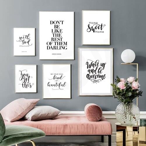 Modern Minimalist Canvas Painting Inspirational Quote Wall Art Posters English Letter Print Pictures For Living Room Home Decor