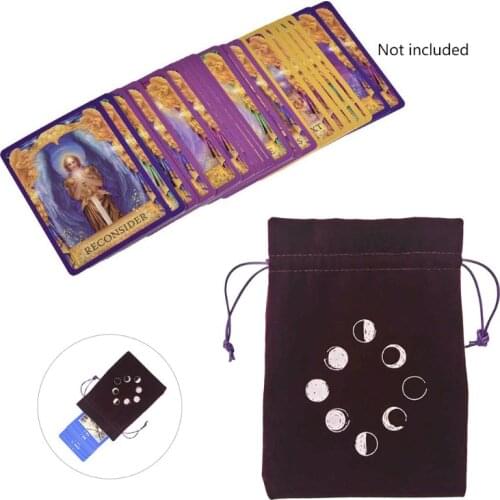 New Velvet Tarot Storage Bag Moon Phase Oracle Card Divination Bag Board Game Toy Jewelry Home Mini Drawstring Package