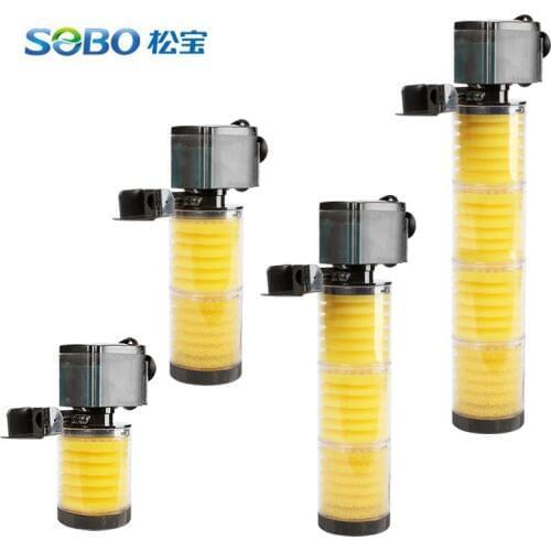 SOBO Internal Filter Pump With Sponge For Fish Tank 10W-30W Air Pump Submersible Air Compressor For Aquarium Biological Aquarium