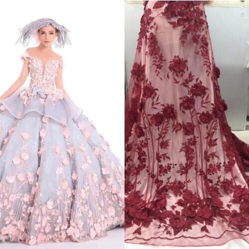 High quality Embroidered Net Fabric BZL-101220 with super Quality 3d flower African Tulle Lace Fabric For party Dress