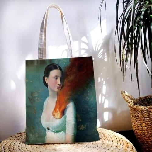 NEW Handbag Women Shoulder Bag Tote Bags Canvas Bags Large Capacity Art Oil Painting Daily Use Female Shopping Bag Storage Bag