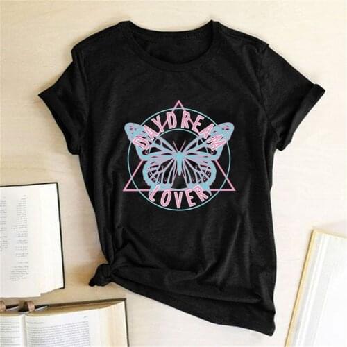 Summer Funny Tees Tops Kawaii Clothes Butterfly Print Women T Shirt Short Sleeve Sweet Tee Shirt Femme New