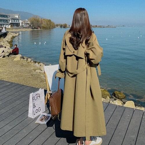 High-quality temperament windbreaker womens mid-length spring and autumn 2021 new loose over-the-knee coat coat