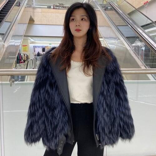 Natural Fox Fur Jacket Women Winter Quality Overcoat Sheepskin Collar Plus Size Custom 2021 New Hot Sale