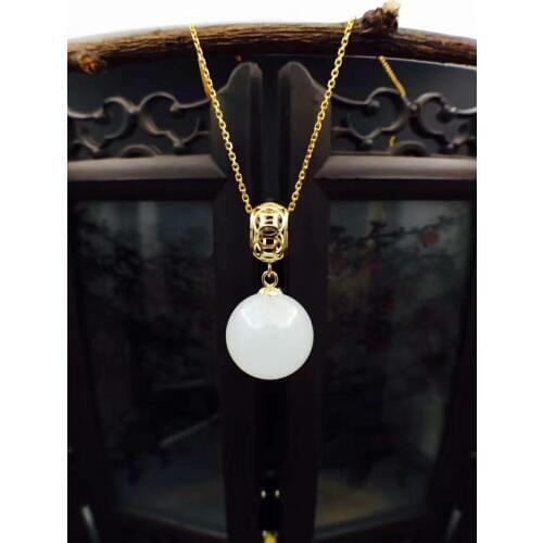 SHILOVEM 18k yellow gold natural White Jasper pendant none necklace gold classic wholesale Fine women gift yzz121202hys