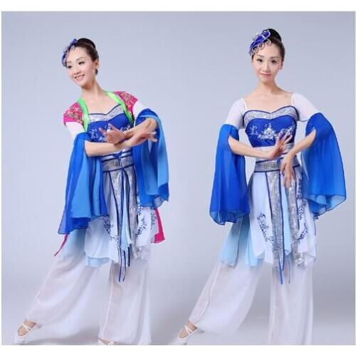 0188) Chinese Folk dance costumes sequins Embroidery Hanfu yangko/umbrella/fan classical dance costumes for legend performance