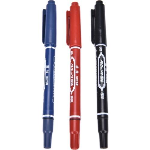 1pc 3 Colors Permanent Paint Marker Pen Twin Tips Doubled Headed Hook Line For CD DVD Media Disc Quick-drying Writing Pens