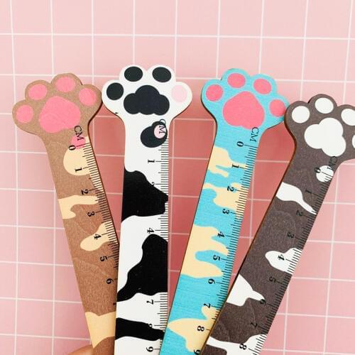 1PC Lovely Cat Claw Straight Ruler 14cm Study Tools Measure Rulers School Stationery Office Students Gift Supplies PH175