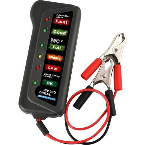 12V Digital Battery Load Tester for Car Motorcycle Alternator 6 LED Lights Digital Battery Alternator Tester