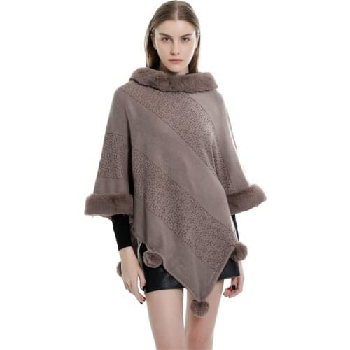 2019 New Design Winter Warm fur solid Ponchos And Capes For Women Oversized Shawls Wraps Cashmere Tassel Pashmina Female Bufanda