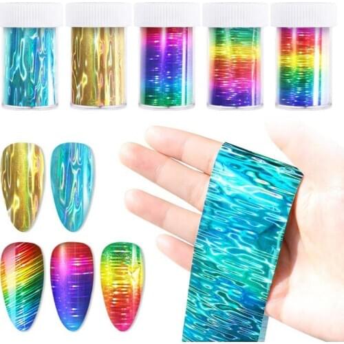 5 Styles 4*100CM New Phantom Fish Pattern Nail Stickers Rainbow Nail Stickers Foil Nial Stickers Beauty Decoration Tools