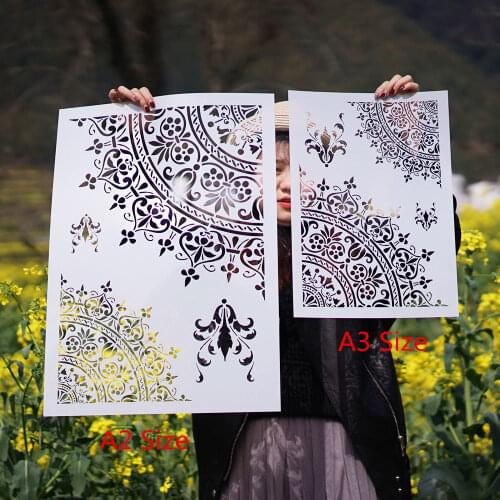 A3 A2 Size DIY Craft Mandala Stencils for Painting on Wood,Fabric,Walls Art Scrapbooking Stamping Album Embossing Paper Cards