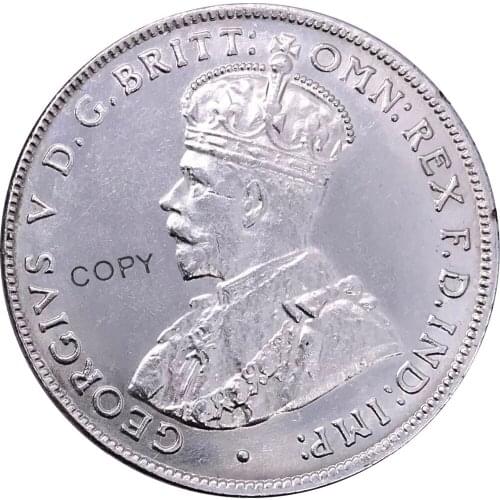 Australia 1 One Florin Two Shillings George V 1927 Advance Crowned Bust Left Cuproickel Plated Silver Copy Coins